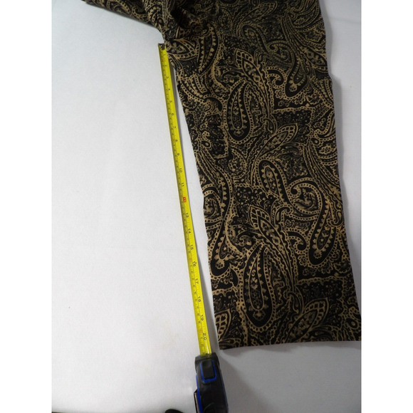 Lauren Ralph Lauren 12 Ankle Pant Paisley Print Boho Black Beige Business Casual - Picture 5 of 8